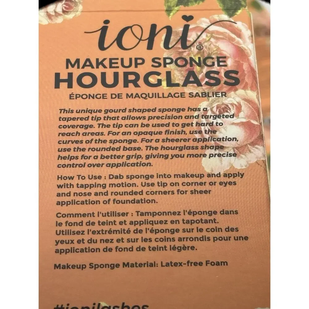 IONI Makeup Sponge Hourglass Shape for Better Grip Latex-Free Material Orange